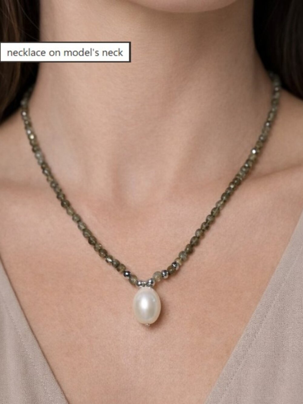 Natural Fire Labradorite Faceted Beads and Freshwater Pearl Necklace